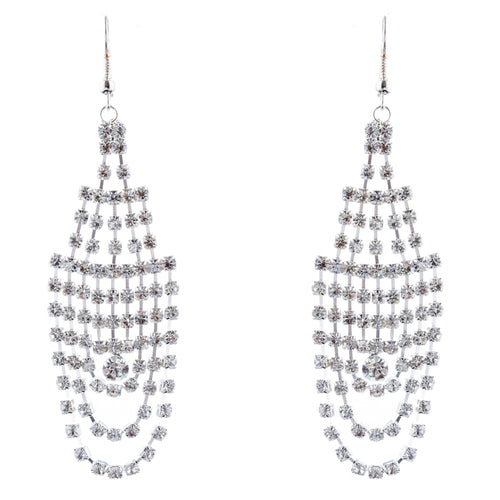 Bridal Wedding Jewelry Crystal Rhinestone Dazzling Drape Dangle Earrings E984 SV - Accessoriesforever
