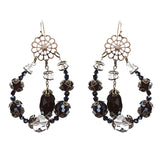 Bold Fashion Unique Beaded Charms In Tear Drop Statement Earrings E854 Black