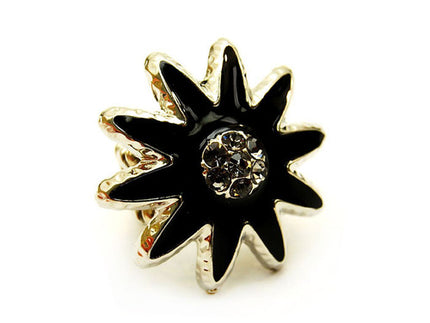 Sunburst Chunky Stretch Adjustable Fashion 1 Ring Black