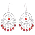 925 Sterling Silver Gemstones Red Quartz Dangle Earrings FJSE2128