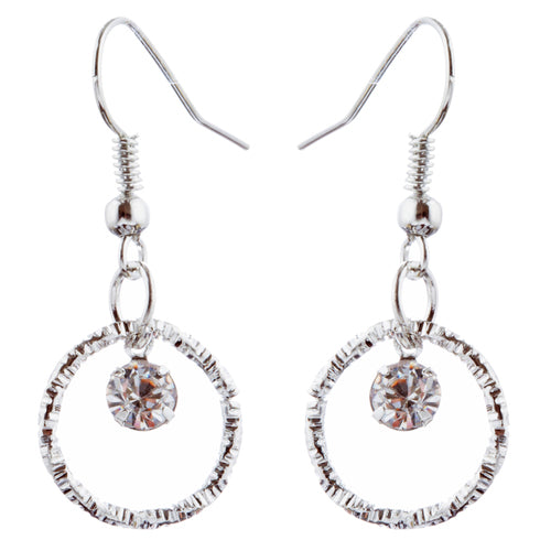 Beautiful Crystal Rhinestone Bridal Wedding Necklace Earrings Set JN277 Silver - Accessoriesforever
