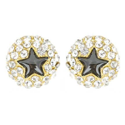 Dazzling Crystal Rhinestone Star Round Fashion Stud Post Earrings E1194 Gold