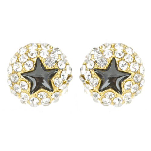 Dazzling Crystal Rhinestone Star Round Fashion Stud Post Earrings E1194 Gold