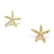 Starfish Sea Life Crystal Rhinestone Pave Fashion Small Stud Earrings Gold Clear