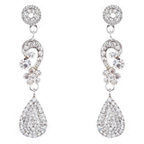 Bridal Wedding Jewelry Crystal Rhinestone Classic Teardrop Earrings E981 Silver