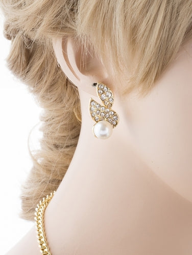 Bridal Wedding Jewelry Crystal Rhinestone Sparkling Bouquet Necklace J524 Gold