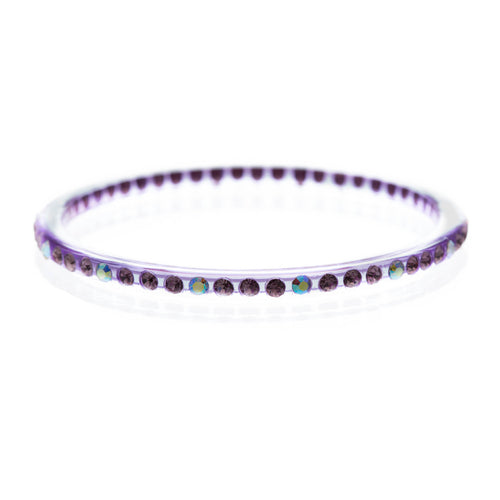 Fashion Sparkle Crystal Rhinestone Lucite Simple Liner Bangle Bracelet Purple