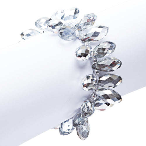 Gorgeous Fashion Stylish Bridal Wedding Cluster Bead Link Bracelet Silver White - Accessoriesforever