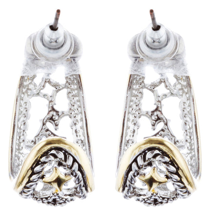 Sophisticated Classic Gorgeous Two-Tone Crystal Rhinestone Earrings E996 GDSV - Accessoriesforever