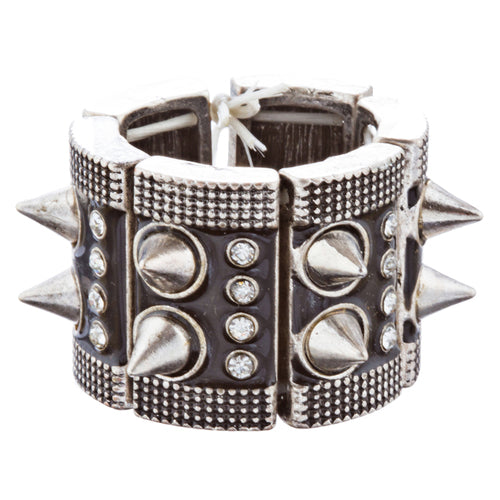 Ultra Chic Spike Design Stretch Fashion Ring R222 Black Silver