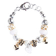 Contemporary Fashion Lovely Glass Bead Heart Charms Link Bracelet B490 Pink