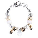 Contemporary Fashion Lovely Glass Bead Heart Charms Link Bracelet B490 Pink