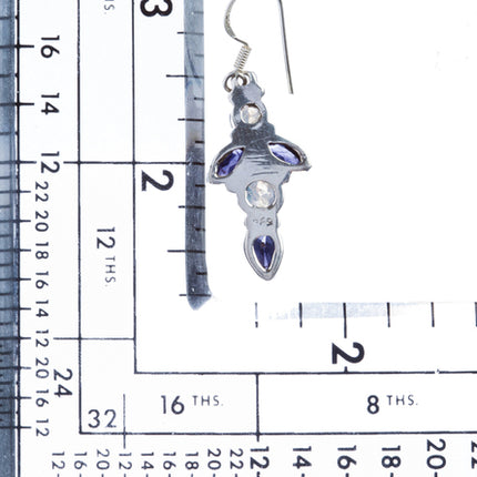 925 Sterling Silver Gemstones Natural Amethyst Moonstone Dangle Earring FJSE2146 - Accessoriesforever