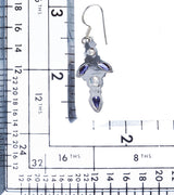 925 Sterling Silver Gemstones Natural Amethyst Moonstone Dangle Earring FJSE2146