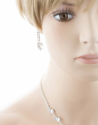 Bridal Wedding Jewelry Prom Crystal Rhinestone Classy Chic Necklace Set J669 SV - Accessoriesforever
