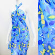 Beach Sarong Pareo Wrap Tropical Flower Blue Yellow
