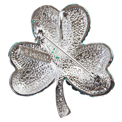 St. Patrick's Day Jewelry Crystal Rhinestone Splendid Clover Leaf Brooch B160 SV - Accessoriesforever