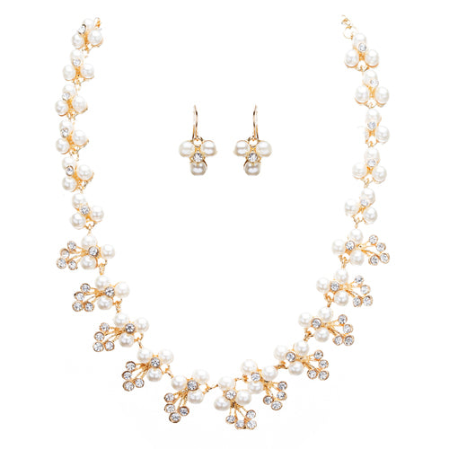 Bridal Wedding Jewelry Crystal Rhinestone Soft Elegant Necklace Set J507 Gold