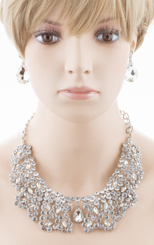Bridal Wedding Jewelry Crystal Rhinestone Grand Finely Crafted Necklace J504SL