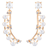 Bridal Wedding Jewelry Set Crystal Pearl Chunky V Drop Swirl Necklace Gold