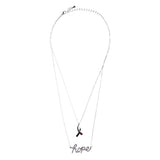 Pink Ribbon Jewelry Crystal Rhinestone Inspiring Hope Layered Necklace N70Silver