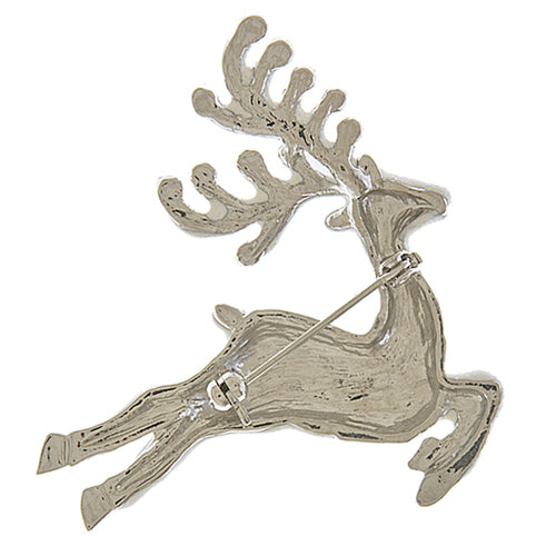 Christmas Jewelry Holiday Gorgeous Crystal Prancing Reindeer Brooch BH219 White