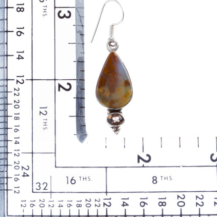 925 Sterling Silver Natural Gemstones Jasper Dangle Earrings FJSVE2155 - Accessoriesforever