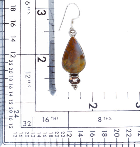 925 Sterling Silver Natural Gemstones Jasper Dangle Earrings FJSVE2155