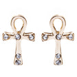 Cross Jewelry Crystal Rhinestone Lovely Cross Charm Stud Earrings E910 Gold