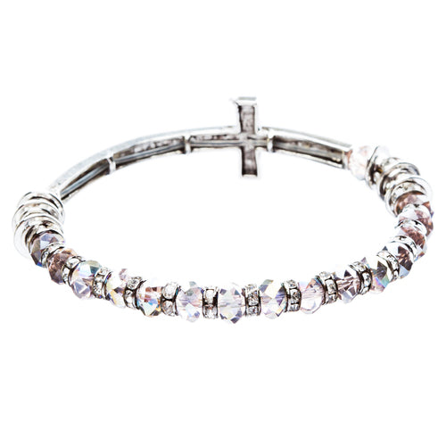 Cross Jewelry Crystal Rhinestone Gorgeous Cross Stretch Bracelet B466 Multi