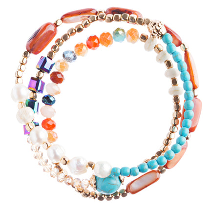 Beautiful Stone Bead Tribal Bohemian Statement Wrap Fashion Bracelet B453 Multi - Accessoriesforever