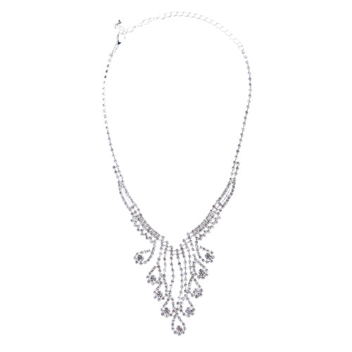 Bridal Wedding Jewelry Crystal Rhinestone Magnificent Design Necklace J571Silver