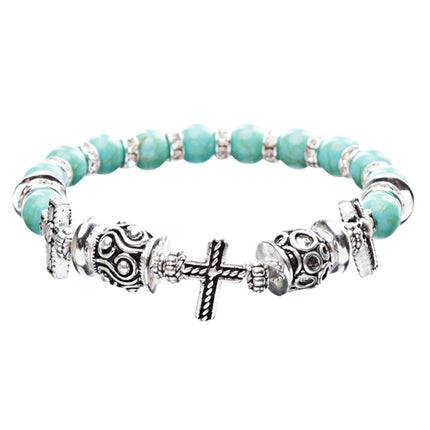 Cross Jewelry Crystal Rhinestone Fascinating Stretch Bracelet B463 Turquoise