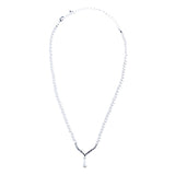 Bridal Wedding Jewelry Set Crystal Rhinestone Teardrop Pearl Soft V Necklace