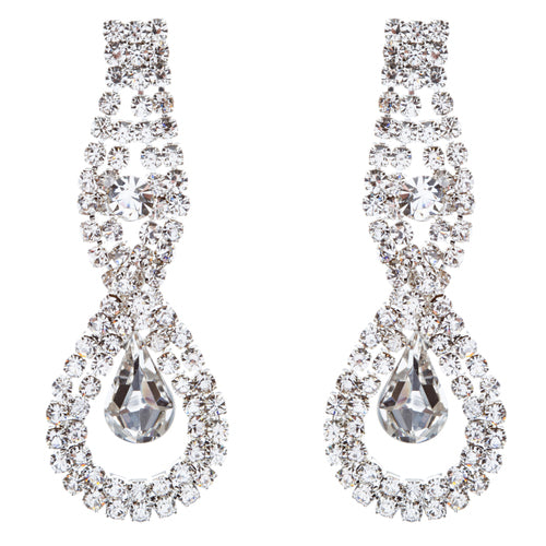 Bridal Wedding Jewelry Crystal Rhinestone Exquisite Tear Drop Earrings J587Clear