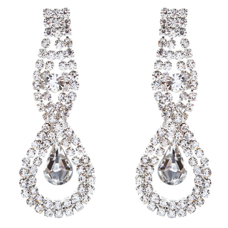 Bridal Wedding Jewelry Crystal Rhinestone Exquisite Tear Drop Earrings J587Clear