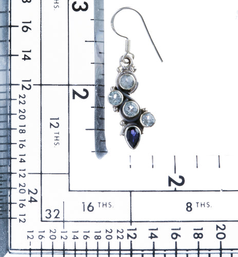 925 Sterling Silver Gemstones Natural Topaz Dangle Earrings FJSE2159