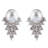 Bridal Wedding Jewelry Set Crystal Pearl Double Strands Necklace White