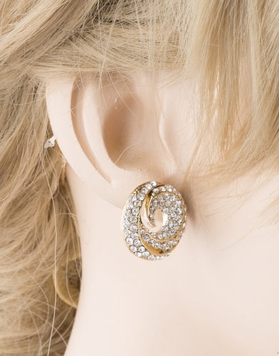 Bridal Wedding Jewelry Crystal Rhinestone Simple Classy Earrings E979 Gold - Accessoriesforever