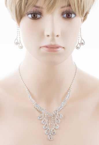 Bridal Wedding Jewelry Crystal Rhinestone Magnificent Design Necklace J571Silver