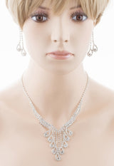 Bridal Wedding Jewelry Crystal Rhinestone Magnificent Design Necklace J571Silver