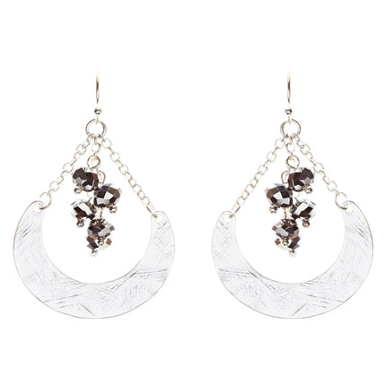 Crystal Cluster Hand Polished Drop Earrings Hematite - Accessoriesforever