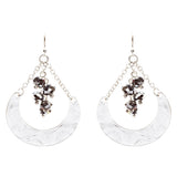 Crystal Cluster Hand Polished Drop Earrings Hematite