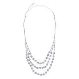 Bridal Wedding Jewelry Crystal Rhinestone Layered Links Necklace Set J664 Silver