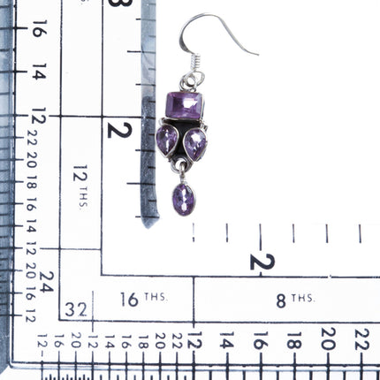 925 Sterling Silver Gemstones Natural Amethyst Dangle Earrings FJSE2184 - Accessoriesforever
