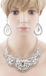 Bridal Wedding Jewelry Crystal Rhinestone Grand Choker Necklace J511 Silver