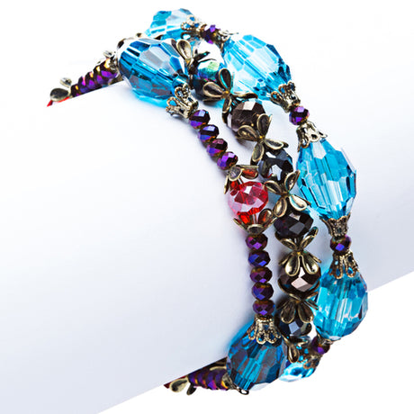 Modern Fashion Crystal Rhinestone Vibrant Fun Wrap Stretch Bracelet B465 Blue