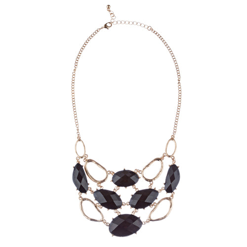 Stunning Bold Bib Style Fashion Statement Necklace Set JN276 Gold Black
