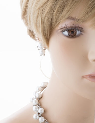 Bridal Wedding Jewelry Set Crystal Rhinestone Pearl Lovely Elegance Necklace - Accessoriesforever