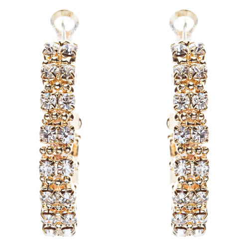 Beautiful Dazzling Beaded Wrap Double Row Crystal Rhinestone Hoop Earring Gold - Accessoriesforever